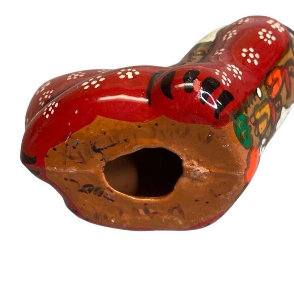 Crouching Mexican Folk Art Red Clay Tonala Cat Whimsical Hand Painted - Picture 7 of 8